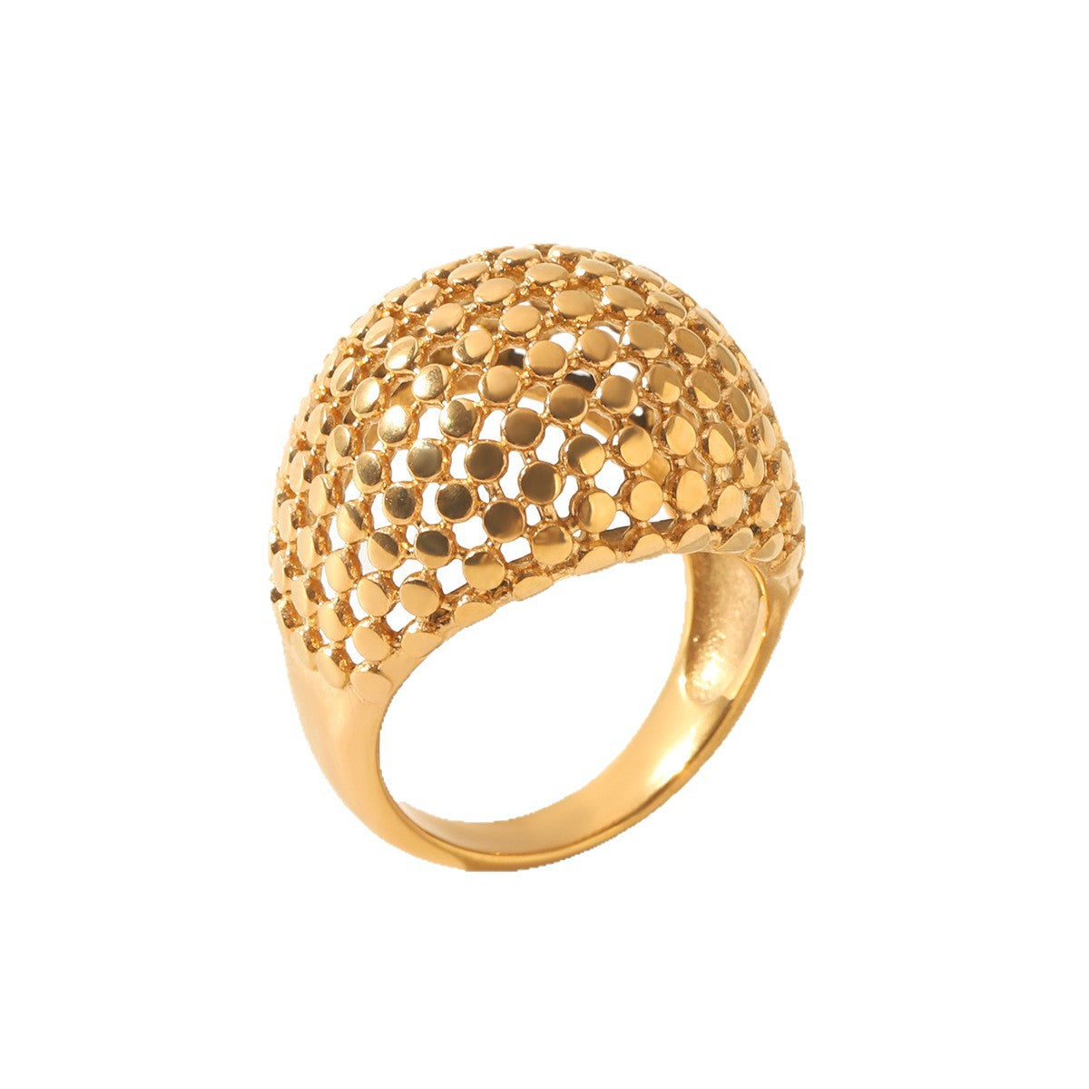 Anillo Esférico de Acero Inoxidable Diseño Geométrico Minimalista
