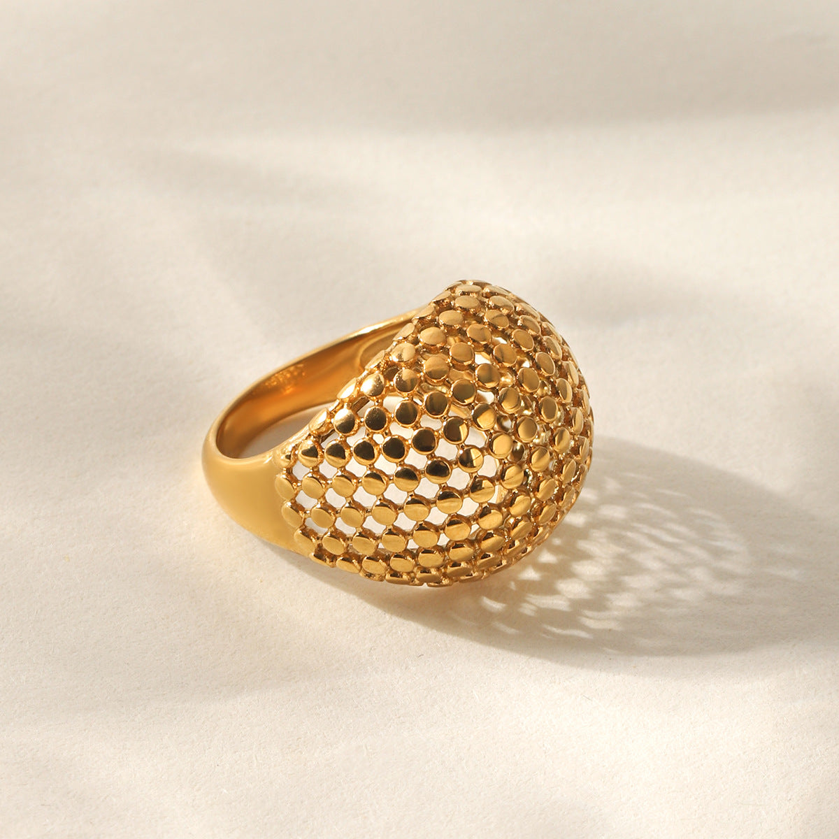 Anillo Esférico de Acero Inoxidable Diseño Geométrico Minimalista